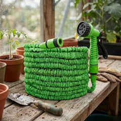 Flohose 30m Expanding Garden Hose with 7-Dial Spray Gun - Kink-Free