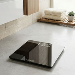 Black + Decker Digital Bathroom Scale - 170kg Capacity, Black Glass