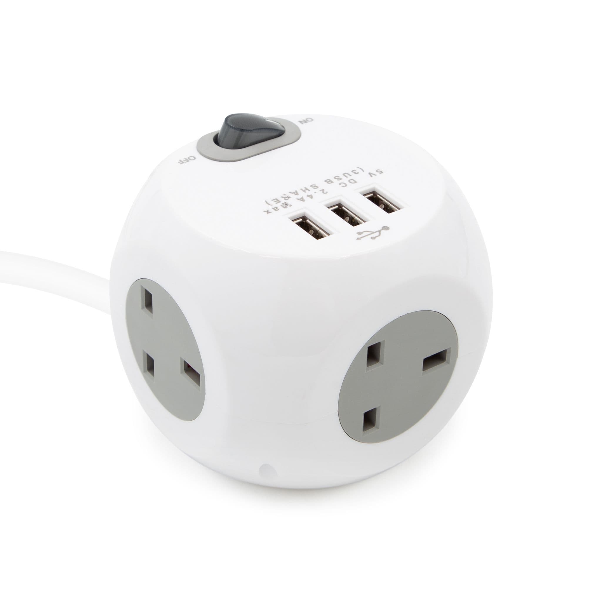 3 Way 1.4M Cube Socket With 3 USB Ports
