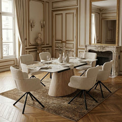 Monaco Pandora Stone Extending Dining Set 6 Tuscany Swivel Chairs