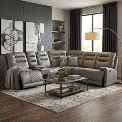 Daytona Grey Electric Leather Corner Recliner - Bluetooth & LED Hub