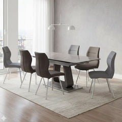 Zermatt 160-200cm Ceramic Extending Table & 6 Zermatt Dining Chairs