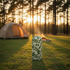 Green Leaf Folding Camping Armchair with Cup Holder & Carry Bag