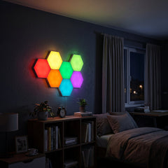Aura LED Touch Hexagon Lights 6 Pack Modular RGB Wall Tiles Remote