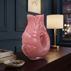 Home Luxe Pink Glass Fish Shaped Flower Vase Home Decor Accent | 30cm