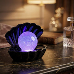 LED Colour Changing Glitter Clam Shell Lamp - Portable Pearl Night Light