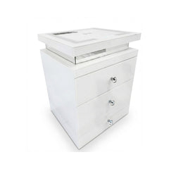LED Media White Bedside 3 Drawer