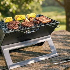 Folding Flat Portable Charcoal BBQ - Stainless Steel Outdoor Grill