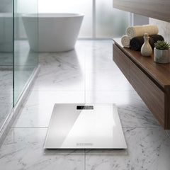 Black + Decker White Digital Bathroom Scale - 170kg, Tempered Glass