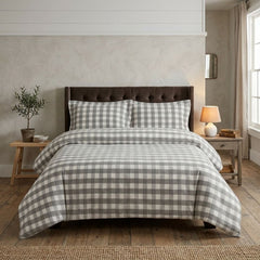 Gaveno Cavailia Natural Gingham King Duvet Cover Microfibre Bed Set