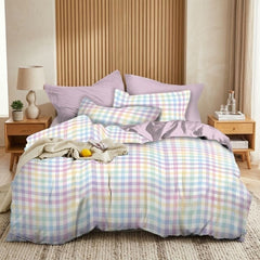 Gaveno Cavailia Pastel Gingham King Duvet Cover Microfibre Bed Set