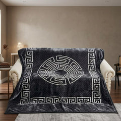 Gaveno Cavailia Charcoal Greek Key King Rashel Blanket 4kg Throw