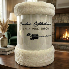 Kutex Whitesmoke Faux Mink Throw - 200x240cm Extra Large Soft Blanket