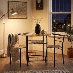 Tromso Breakfast Table Set 3pc – Rustic Oak Table & 2 Chairs