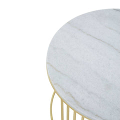 Jodie Set of 2 White Marble & Gold Nesting Coffee Tables - Round Set