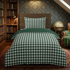 Gaveno Cavailia Forest Green Gingham Single Duvet Cover Bedding Set