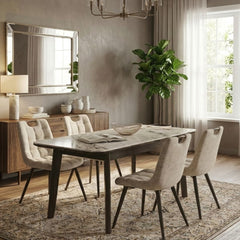 Arizona Extending Cream & Gold Ceramic Table & 4 Monza Beige Chairs