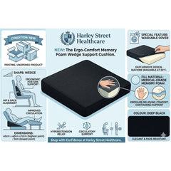 Harley Street Memory Foam Wedge Back Support & Height Boost Cushion