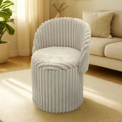 3 In 1 Natural Harp Ribbed Ottoman Storage Stool - Modern Velvet Seat