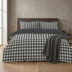 Gaveno Cavailia Charcoal Gingham King Duvet Cover Microfibre Bed Set