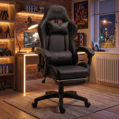 ZADAR Black Musical Gaming Chair with Bluetooth, RGB & Footrest
