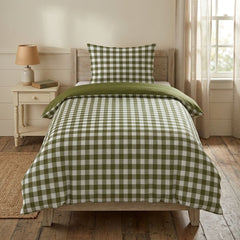 Gaveno Cavailia Green Gingham Single Duvet Cover Microfibre Bed Set