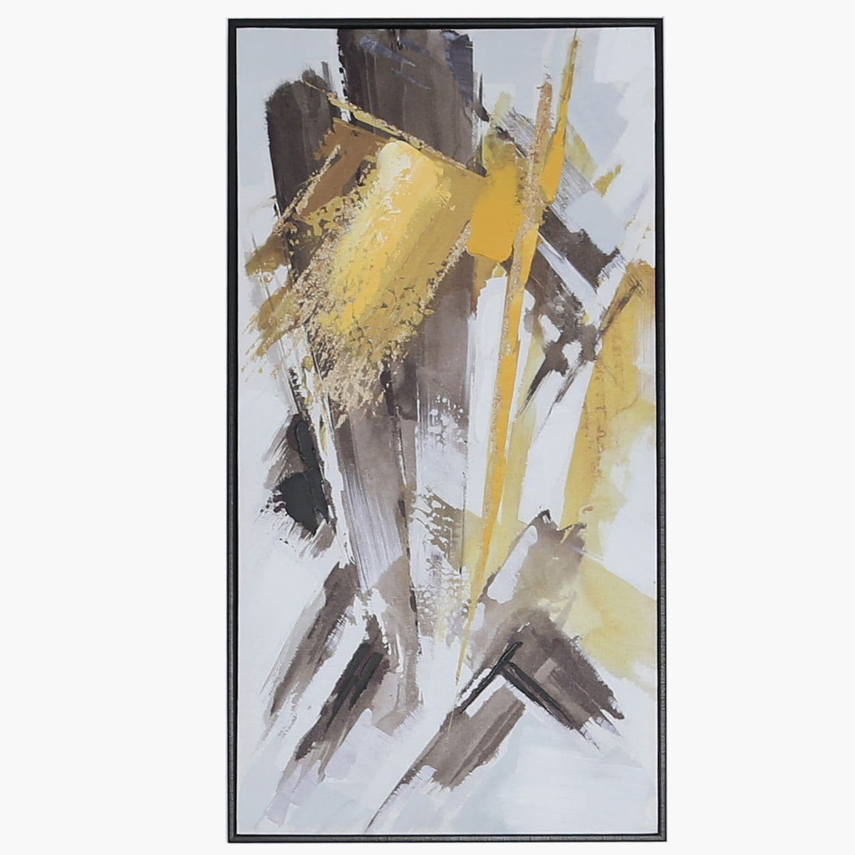 [EKM-AUTOGENERATED]415x815 Framed Abstract Canvas Mustard Yellow Black