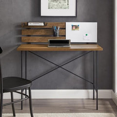 42" Modern Slat Back Adjustable Storage Writing Desk