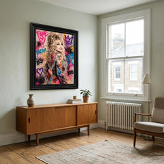 Dolly Parton Graffiti Pop Art Black Frame Canvas Print Mat - 60 x 80cm