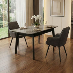 Palermo Grey PU Leather Dining Chairs Set of 2 Black Legs