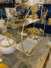 47Cm Gold Round Standing Mirror Shelf