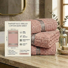 Snoozeville Odello Pink 100% Cotton Greek Design Bath Sheet