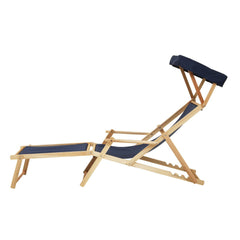 Beauport Blue Wooden Garden Lounger Chair with Sun Canopy