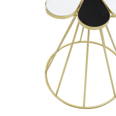 Jodie Black and White Flower Petal End Table - Gold Hourglass Base