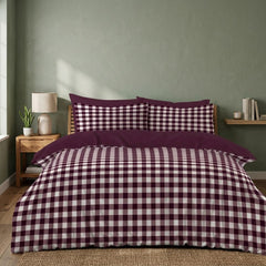 Gaveno Cavailia Mulberry Gingham Double Duvet Cover Bedding Set