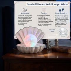 Home Luxe Seashell Dream Swirl Pearl LED Mood Lamp | Pearl White