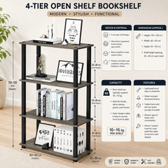 Hudson 4 Tier Shelving Unit - Industrial Concrete Effect Display Stand