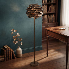 Pine Cone Gold Floor Lamp Metal Statement Light for Living Room Decor