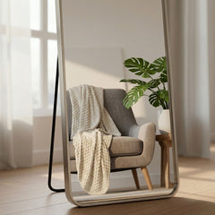 Verona Silver Soft Edged Metal Mirror - 60x165cm Modern Full Length