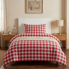 Gaveno Cavailia Red Gingham Single Duvet Cover Microfibre Bed Set