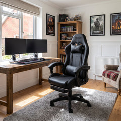 ZADAR Black Musical Gaming Chair with Bluetooth, RGB & Footrest