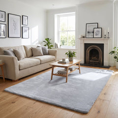 Natural Burton Rabbit Fur Soft Touch Rug Anti Slip Washable UK