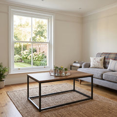 Tromso Dark Wood Coffee Table with Black Metal Frame for Living Room