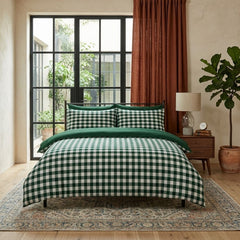 Gaveno Cavailia Forest Green Gingham Double Duvet Cover Bedding Set
