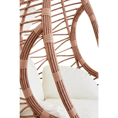 Goa Natural Rattan Effect Hanging Egg Chair Swing Cream Cushions