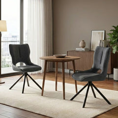 Set of 2 Grey Roseland 360 Swivel Dining Chairs | Modern Fabric