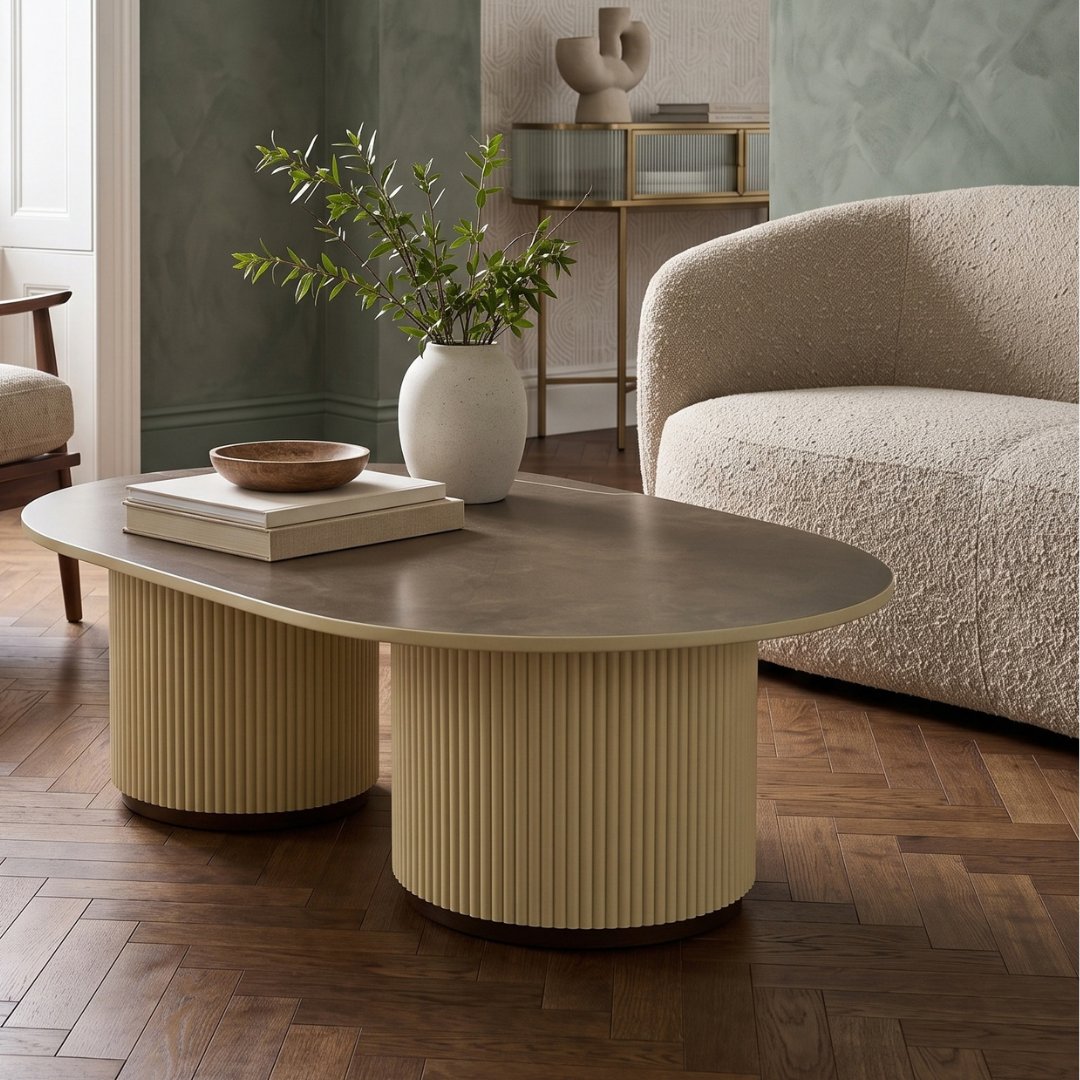 San Diego Oval Mocha Ceramic Coffee Table 120x60x40cm