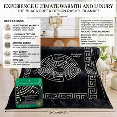 Gaveno Cavailia Black Greek Key Reversible King Rashel Blanket 4kg