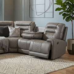 Daytona Grey Electric Leather Corner Recliner - Bluetooth & LED Hub