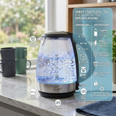 3000W Glass Kettle - 1.7L Illuminated Rapid Boil with Spout Filter